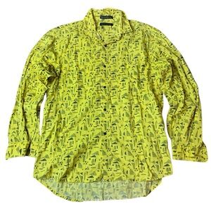 VINTAGE 90s Generra Collection Yellow Black Abstract Geometric Medium